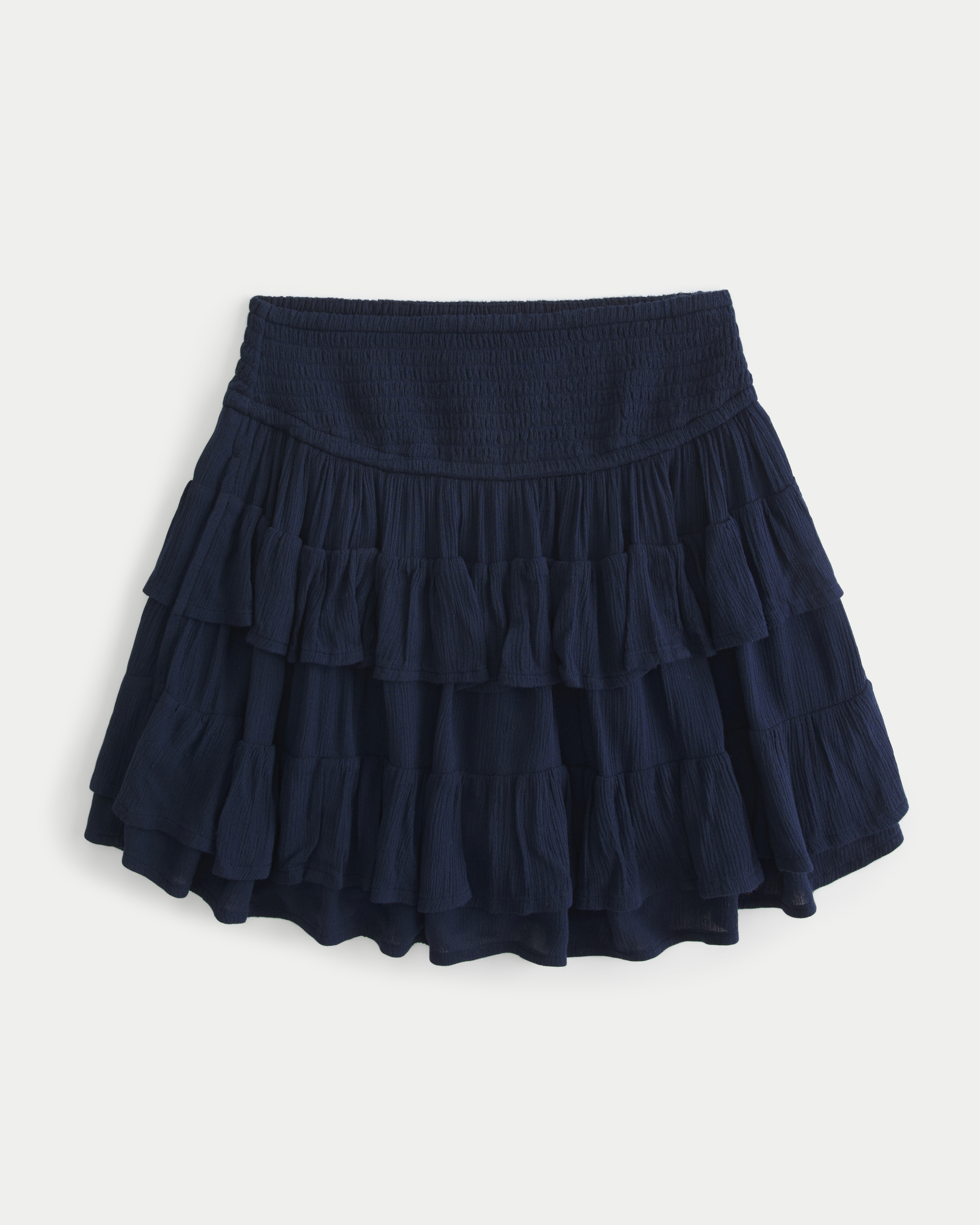 【Anyone more】Reno Tiered Pleated Punching Mini Skirt Lea Lace Punching Mini Skirt
