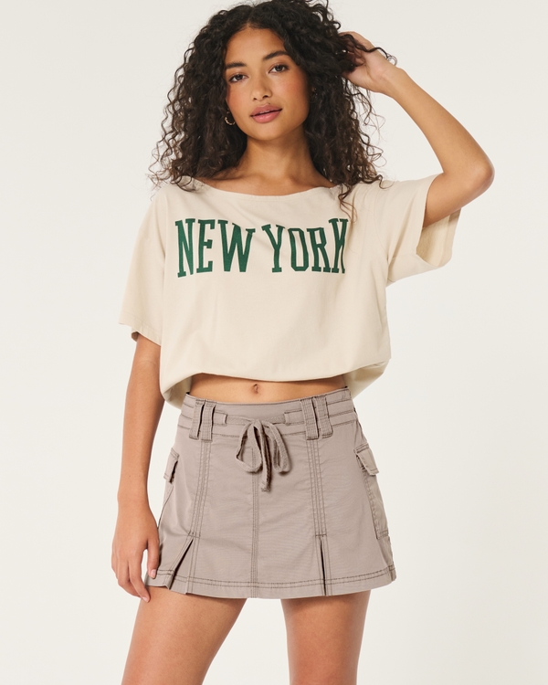 Mid-Rise Cargo Mini Skirt, Light Brown