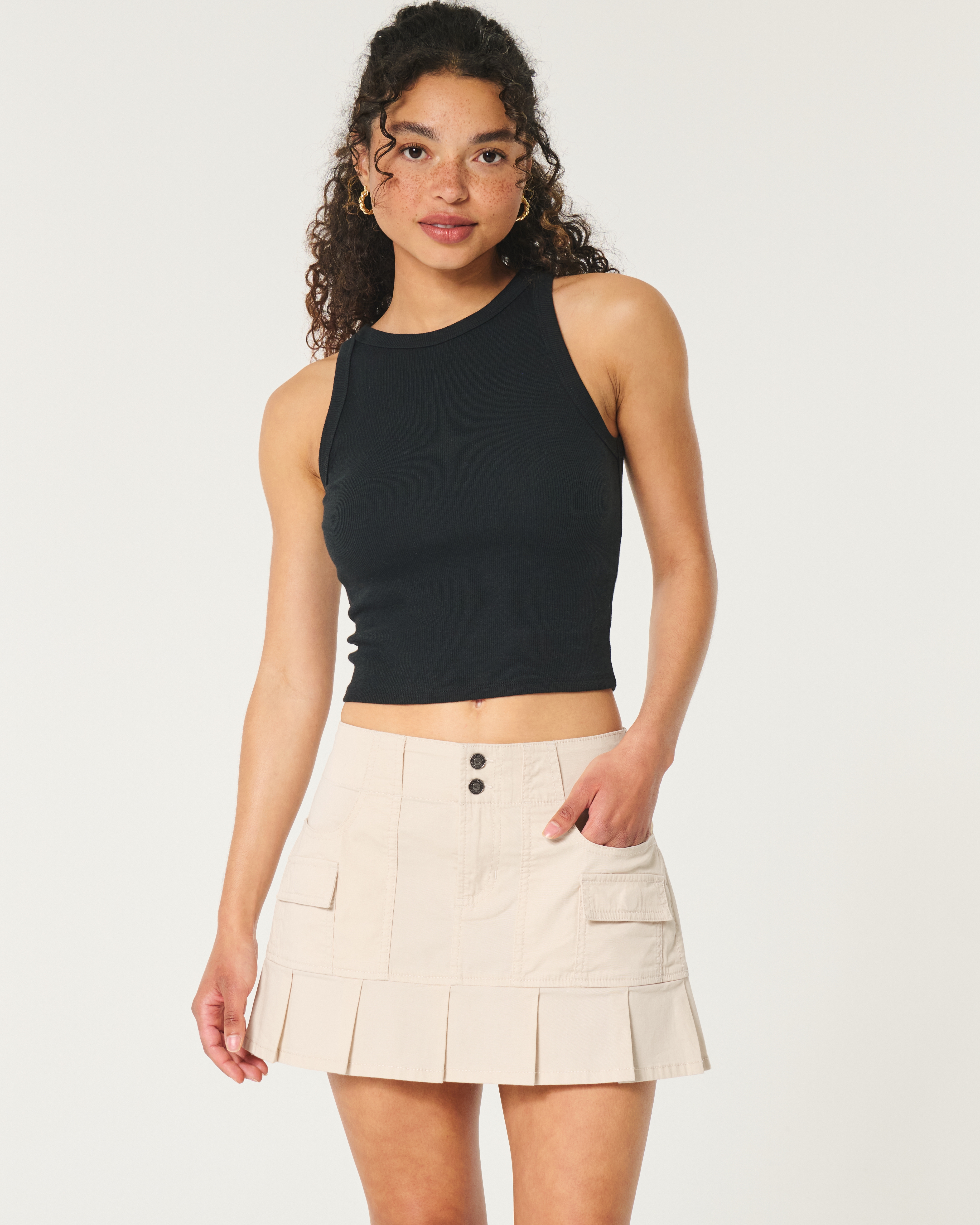 Pleated Cargo Mini Skirt