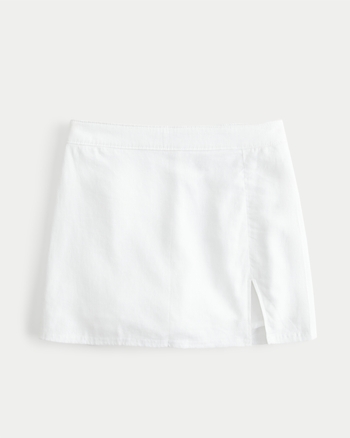 White Linen Blend Mini Skort