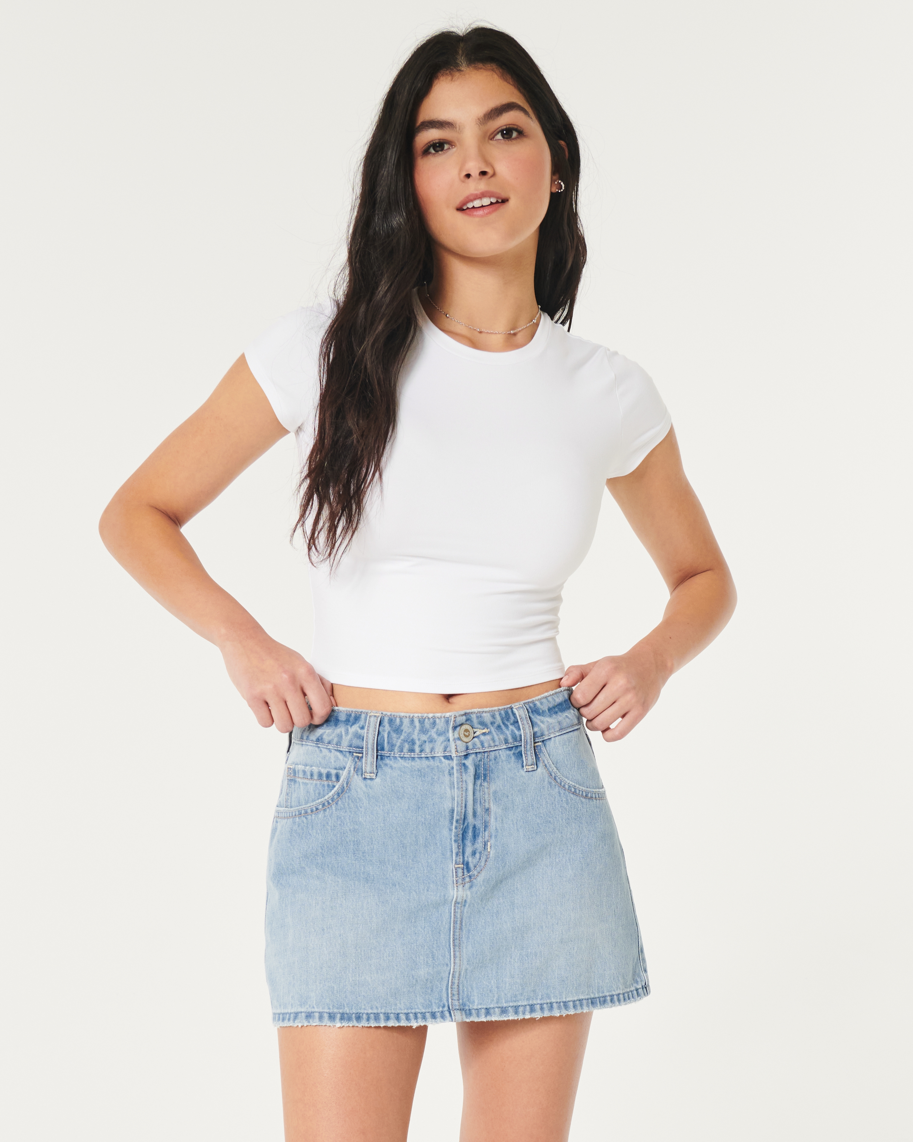 Mid-Rise Denim Mini Skirt