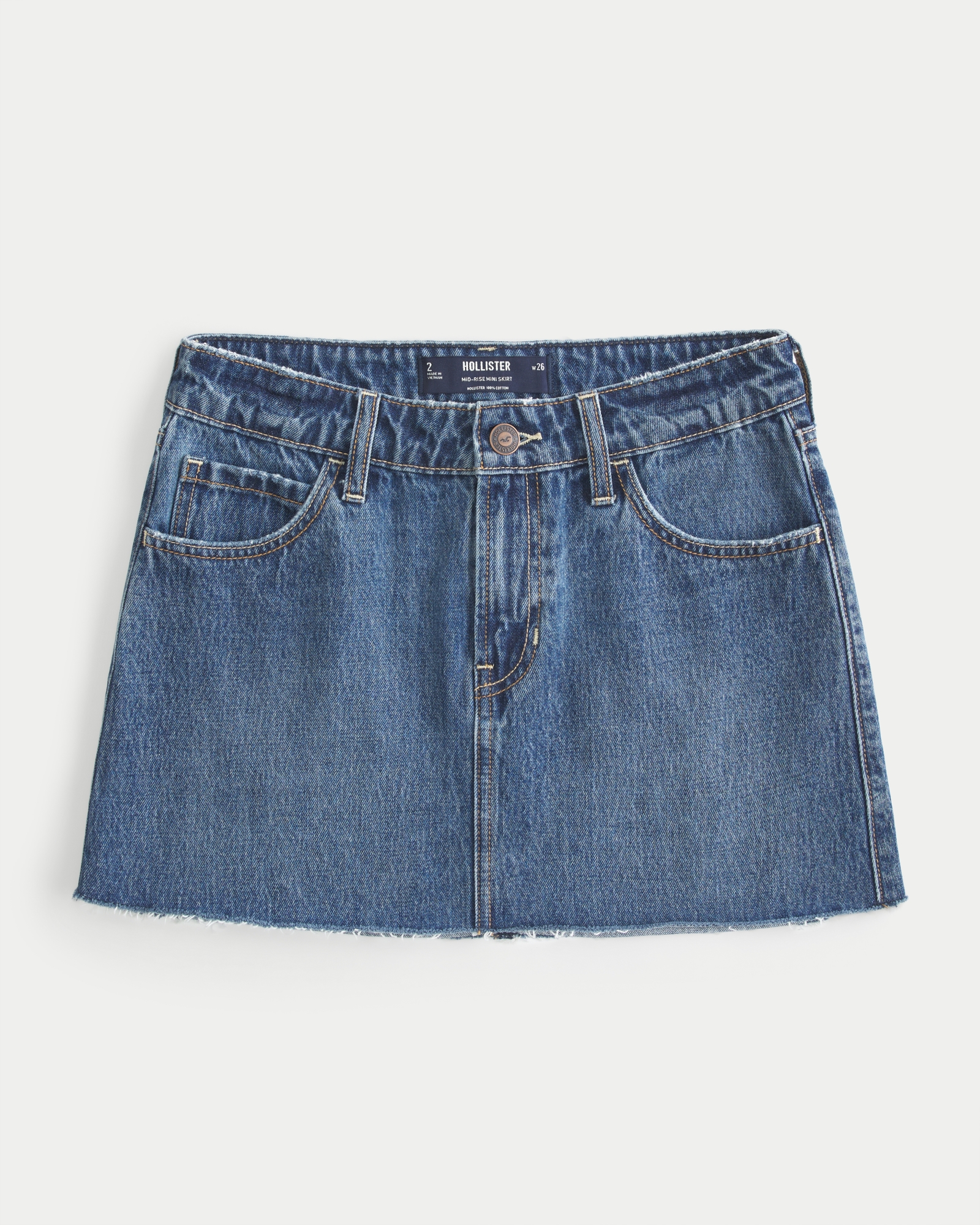 Women's Mid-Rise Medium Wash Denim Mini Skirt