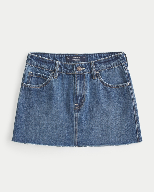Women's Mid-Rise Medium Wash Denim Mini Skirt | Women's Bottoms | HollisterCo.com
