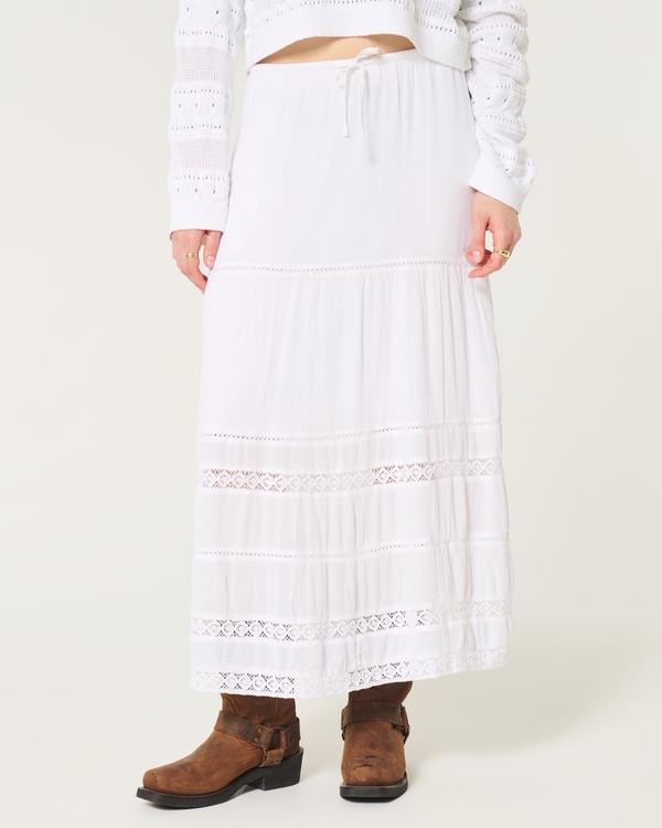 Lace Maxi Skirt, White view 2