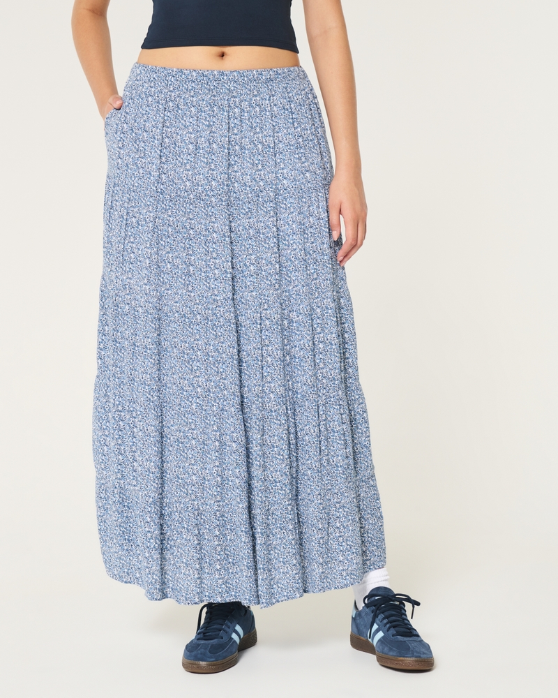 Adjustable Rise Tiered Maxi Skirt