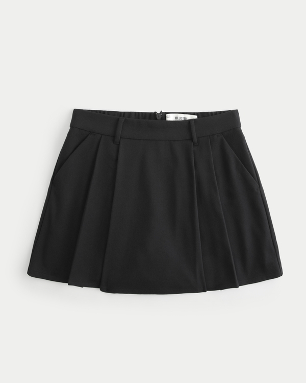 Pleated Mini Skirt, Black