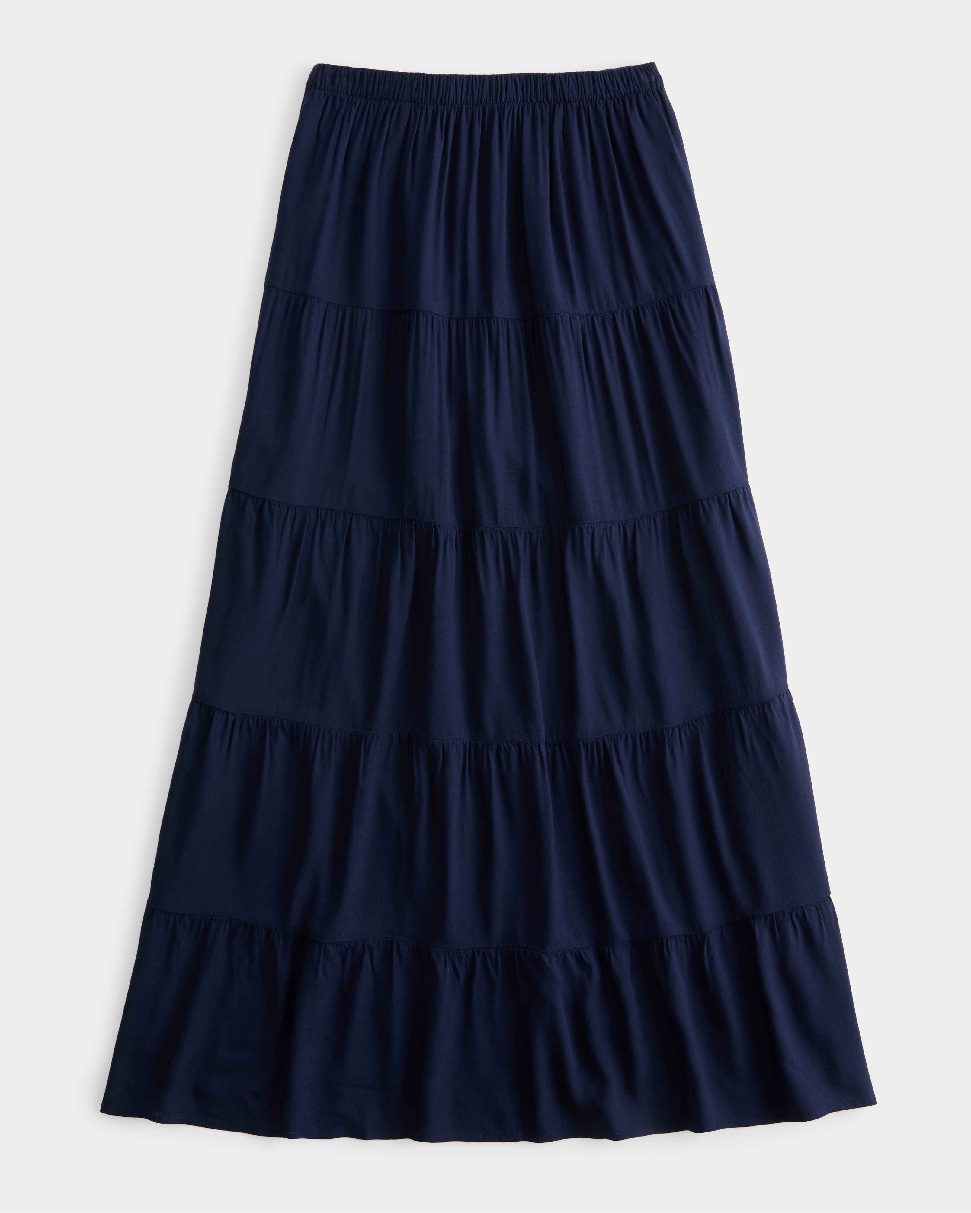Adjustable Rise Five-Tiered Maxi Skirt