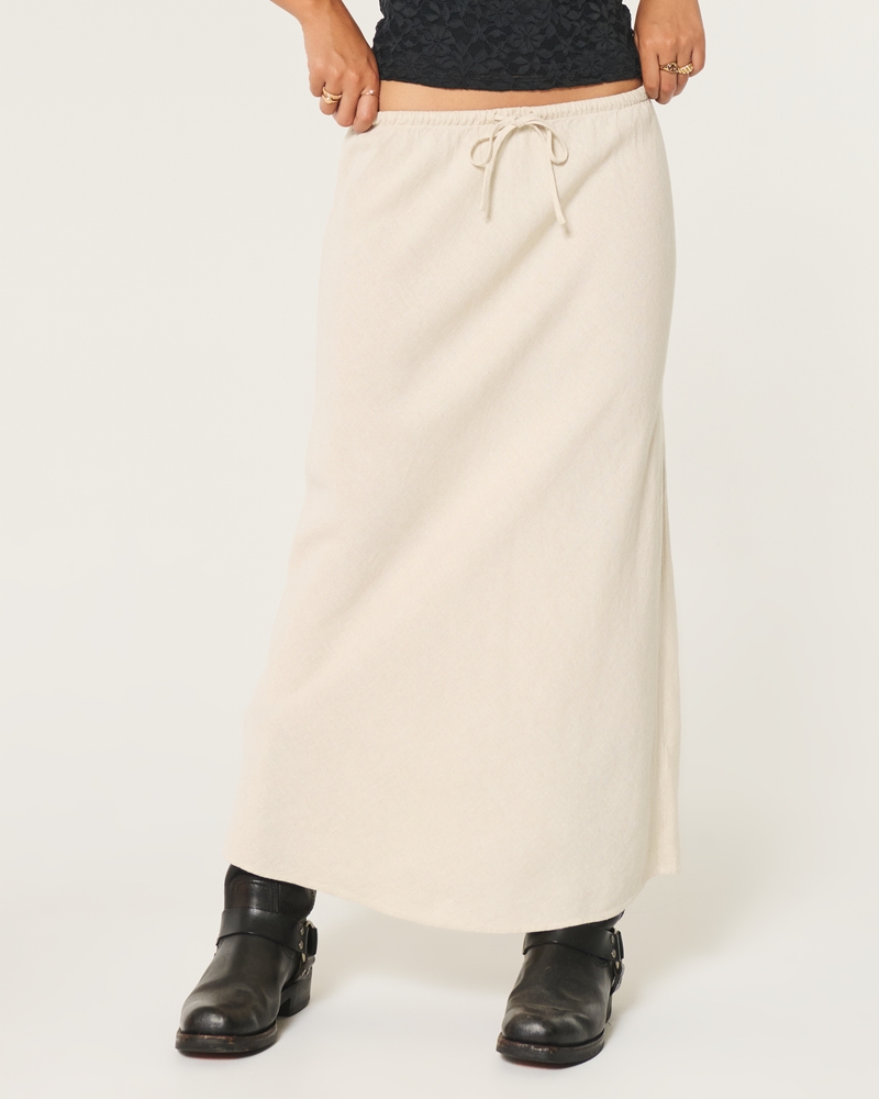 Linen Blend Maxi Skirt