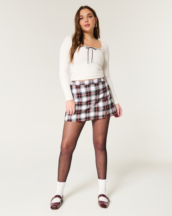 A-Line Mini Skort, White Plaid view 2