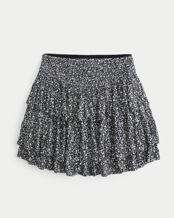 Allie Skort - High Waisted Thigh Split Mini Skort in Black