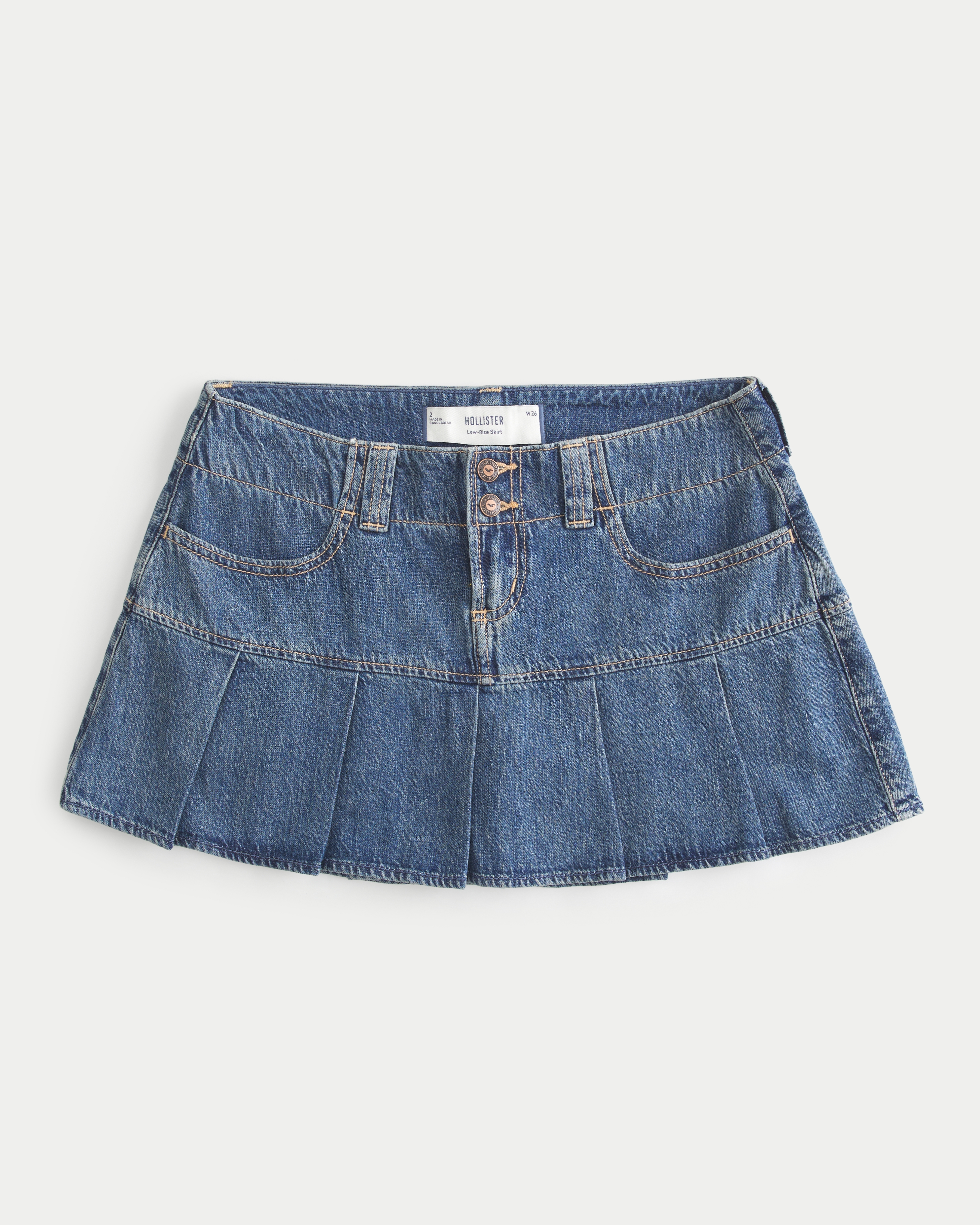 Women s Pleated Denim Mini Skort Women s Sale HollisterCo