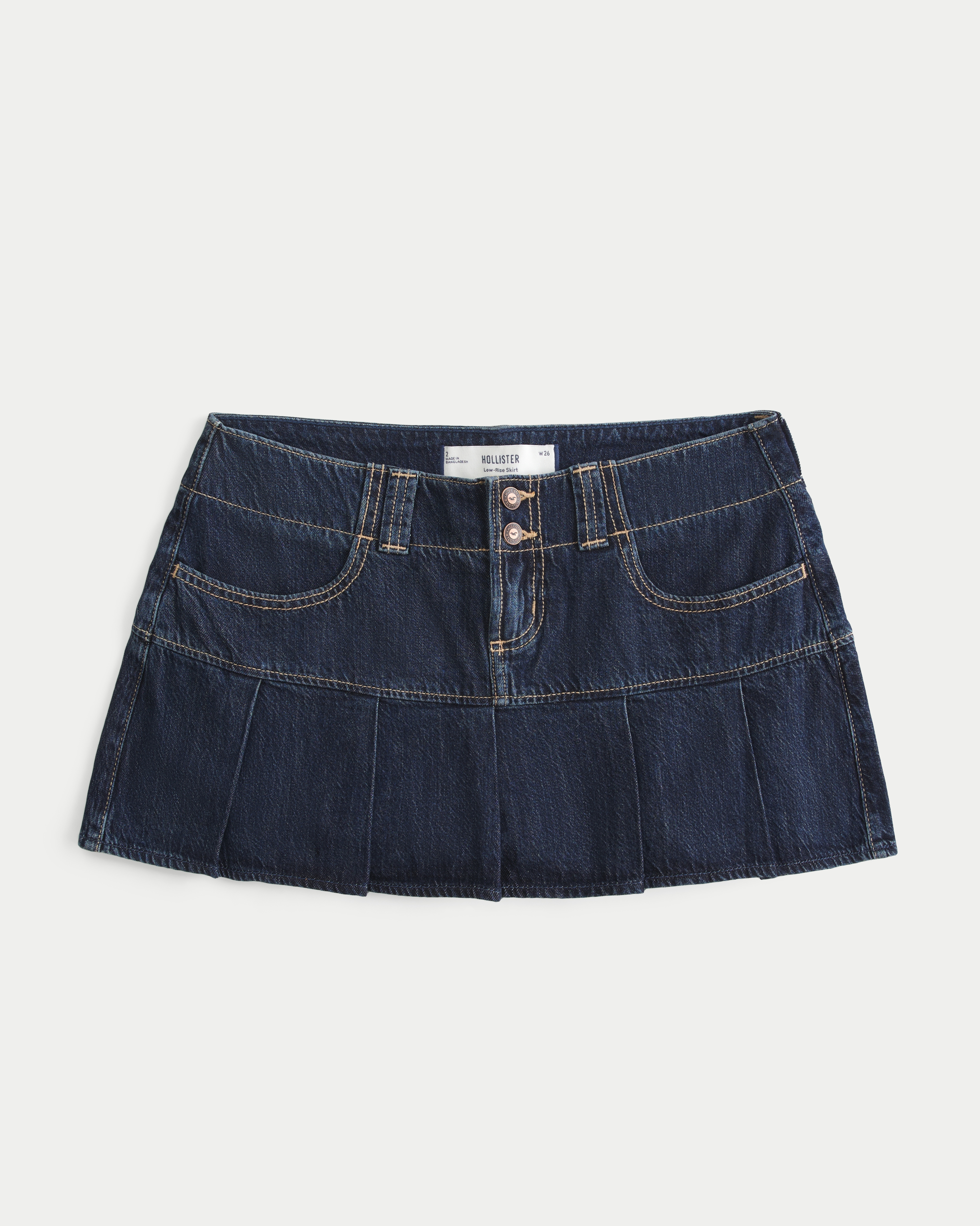 Women s Pleated Denim Mini Skort Women s Sale HollisterCo