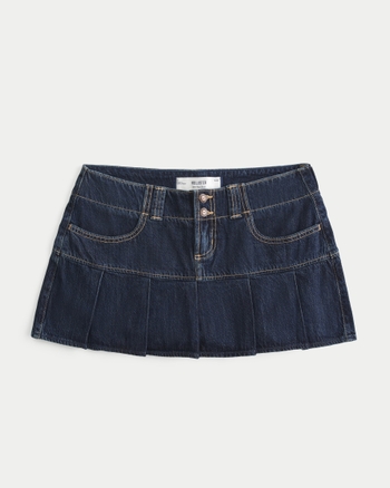 Women s Pleated Denim Mini Skort Women s Sale HollisterCo