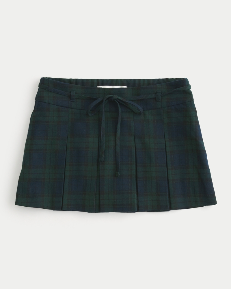 Mid-Rise Pleated Mini Skort