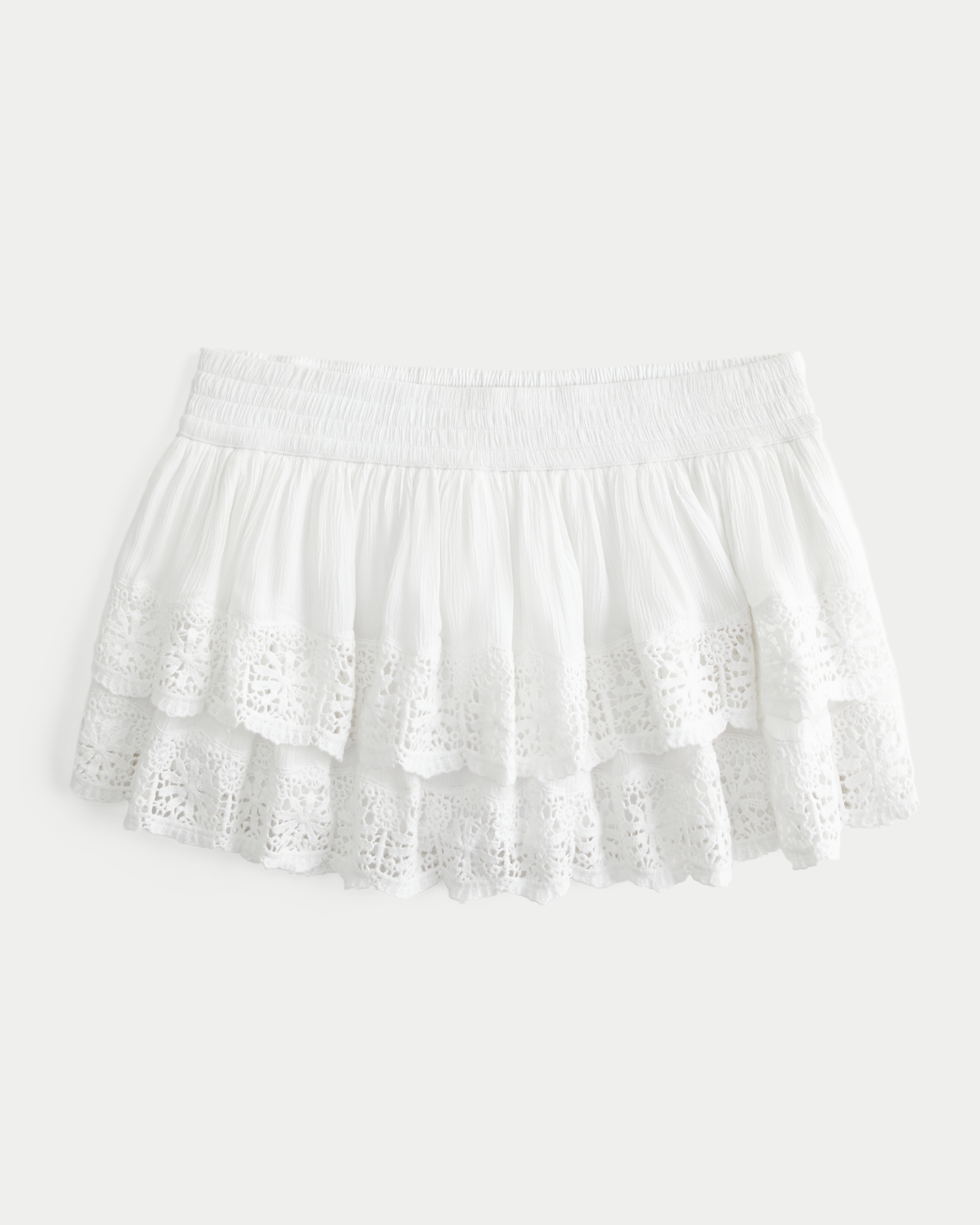 Low-Rise Tiered Lace Mini Skort