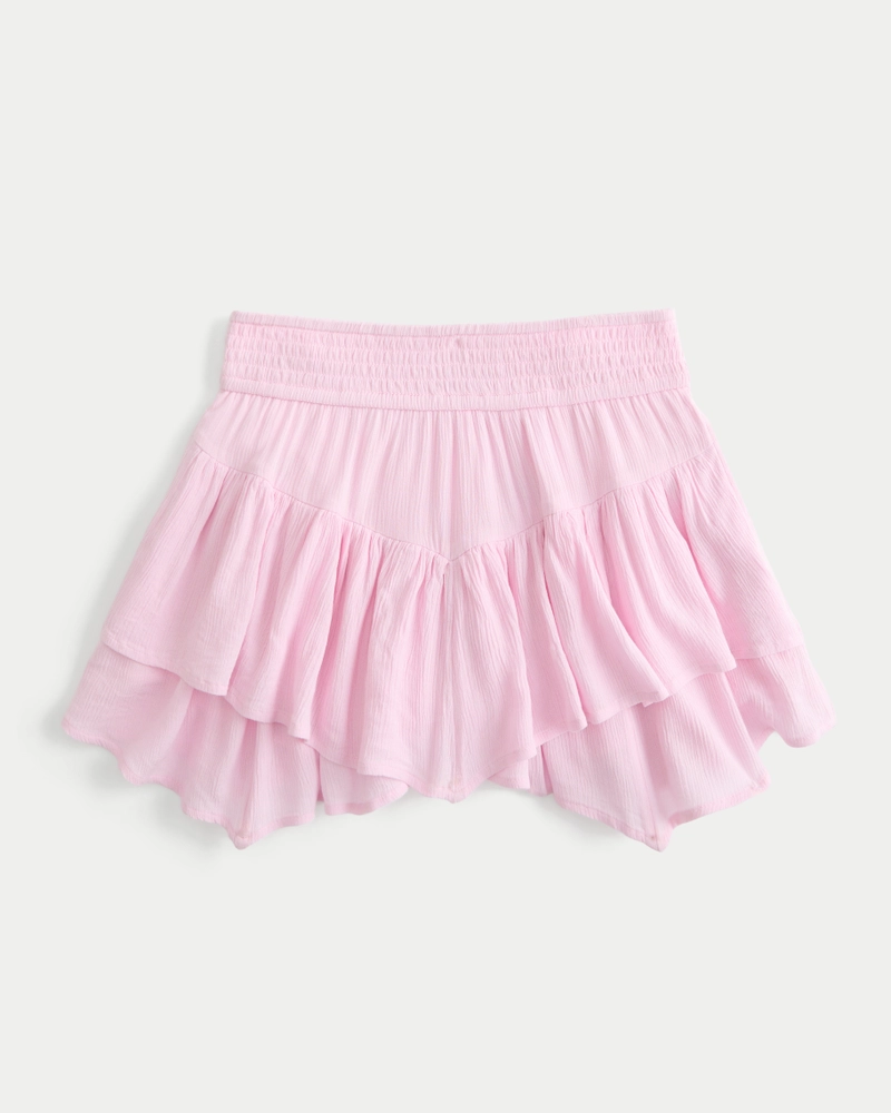 Asymmetrical Hem Tiered Mini Skort