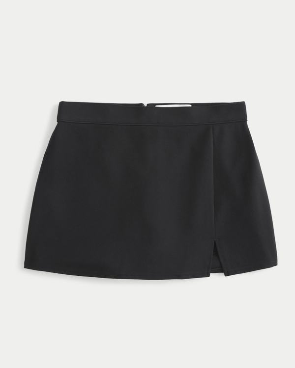 High-Rise Ponte A-Line Mini Skort, Black view 1