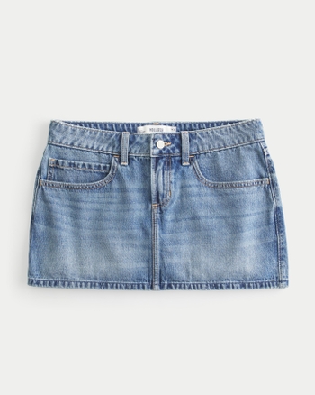 Women's Low-Rise Medium Wash Denim Mini Skort | Women's Bottoms | HollisterCo.com
