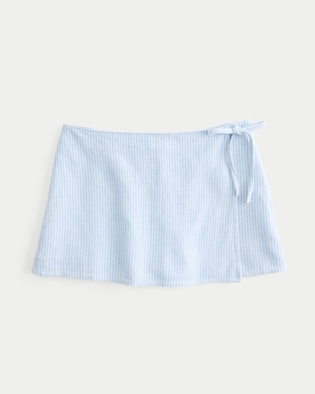Linen Wrap Skort- Camel