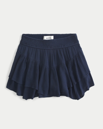 Women's Asymmetrical Hem Tiered Mini Skort | Women's Bottoms | HollisterCo.com