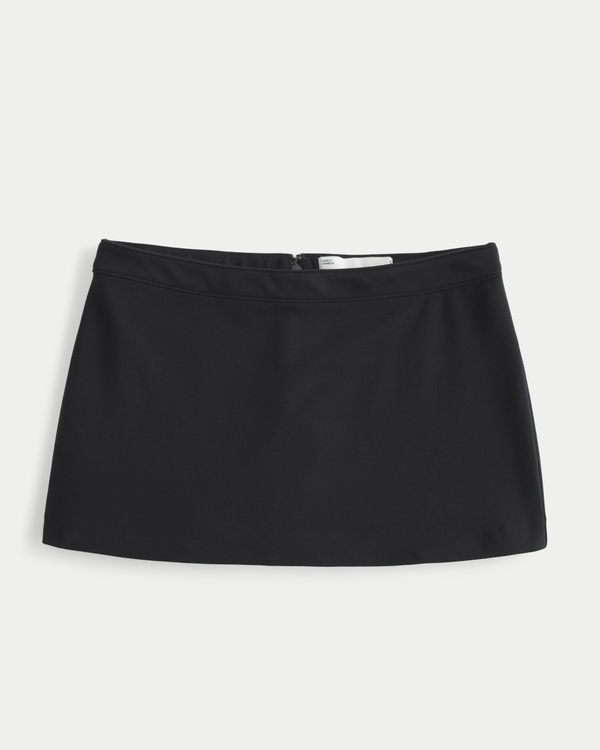 Low-Rise Ponte A-Line Mini Skort, Black view 1