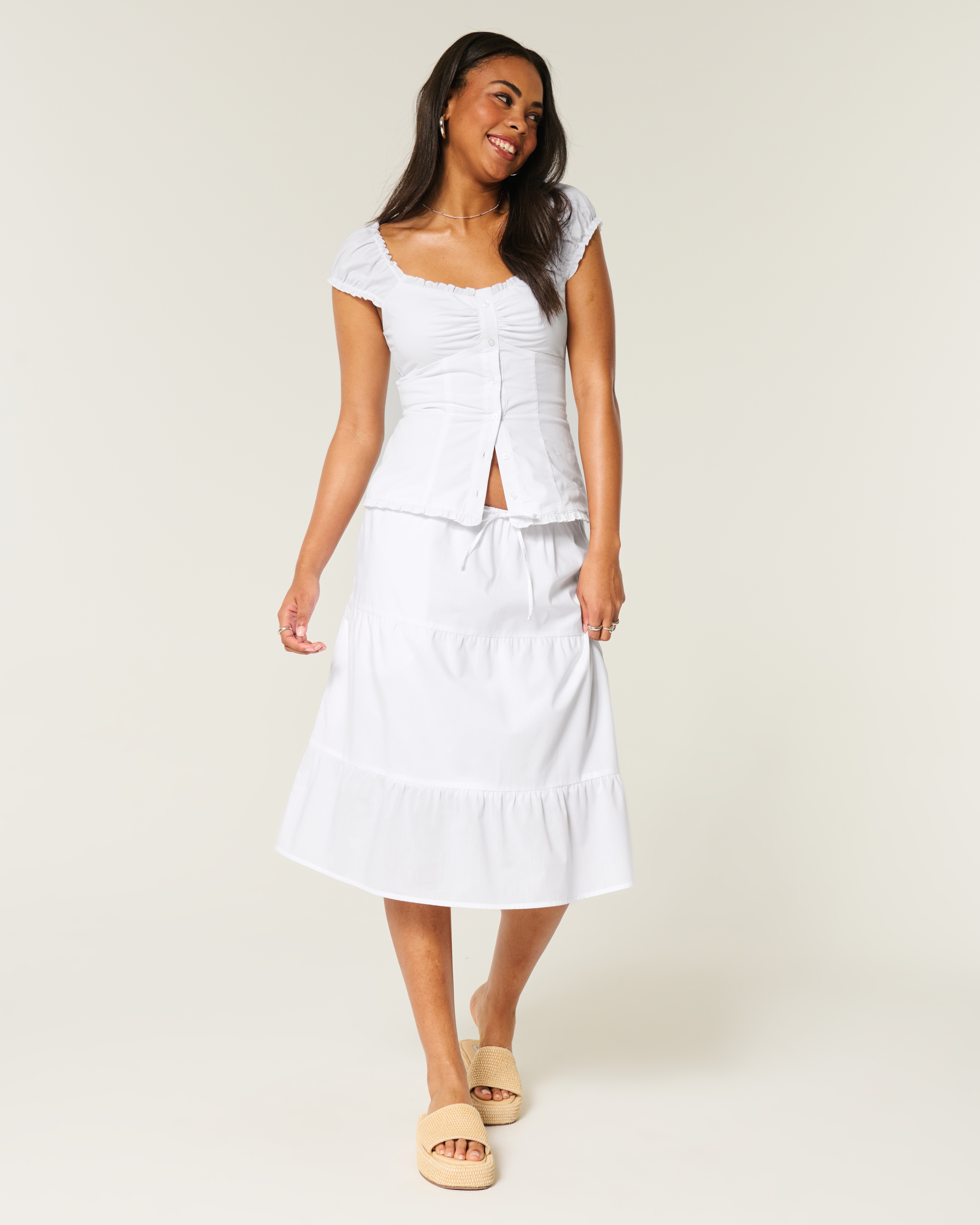 Women's Poplin Midi Skirt | Women's Bottoms | HollisterCo.com
