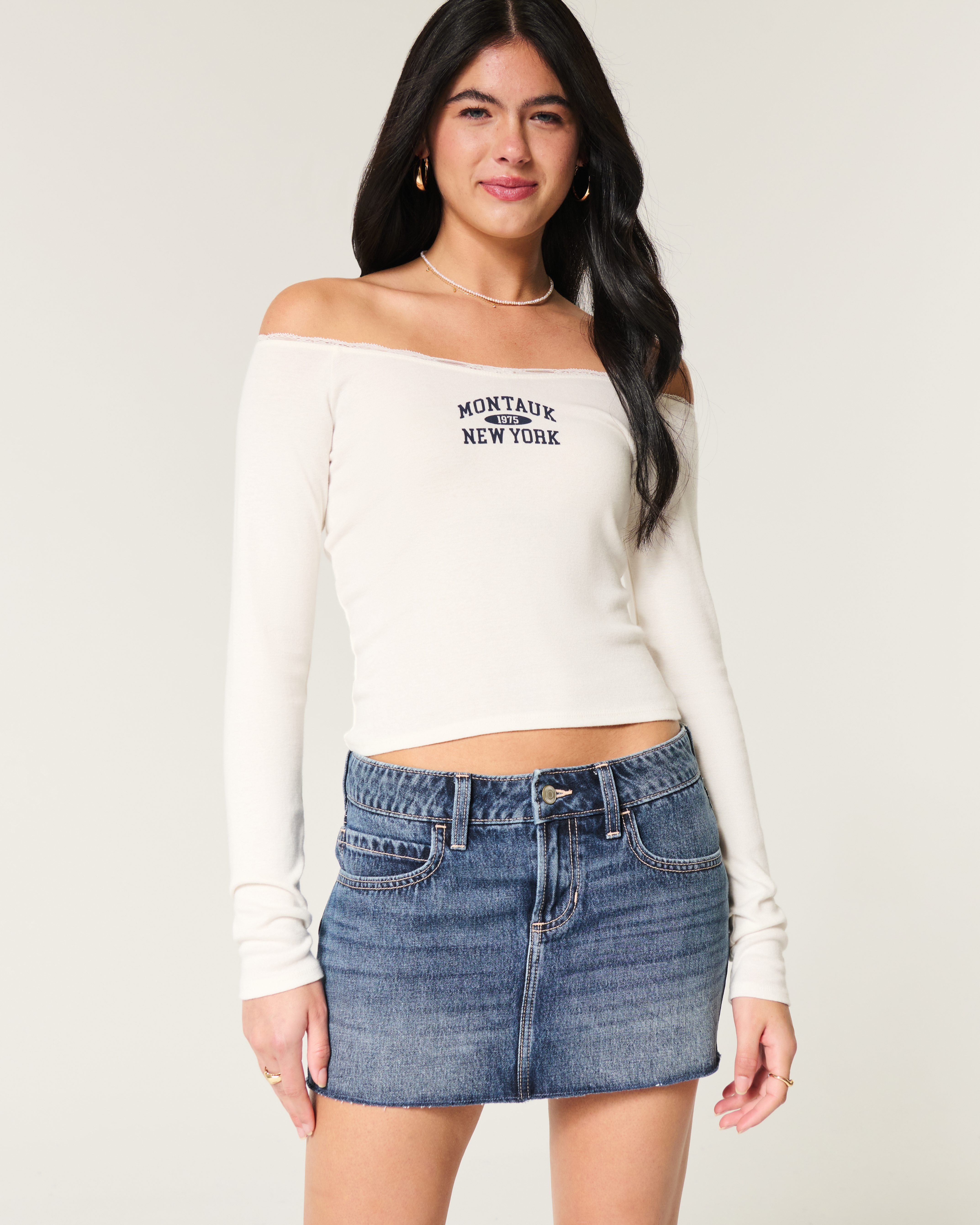 Low-Rise Denim Mini Skort