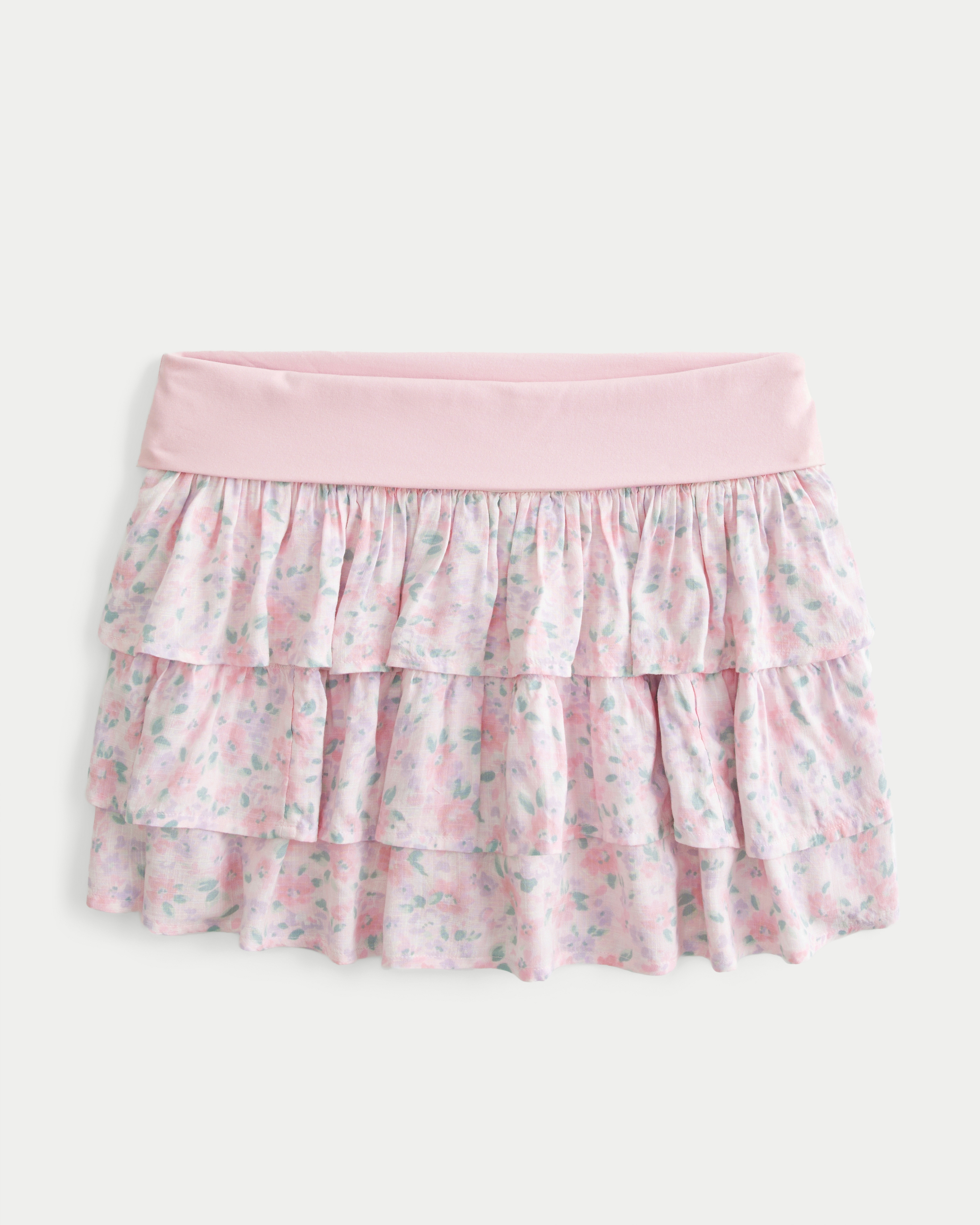 Foldover Waist Ruffled Mini Skort