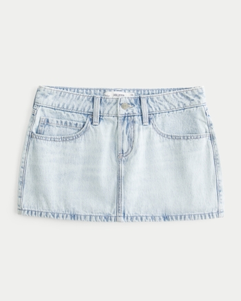 Women's Low-Rise Light Wash Denim Mini Skort | Women's Bottoms | HollisterCo.com