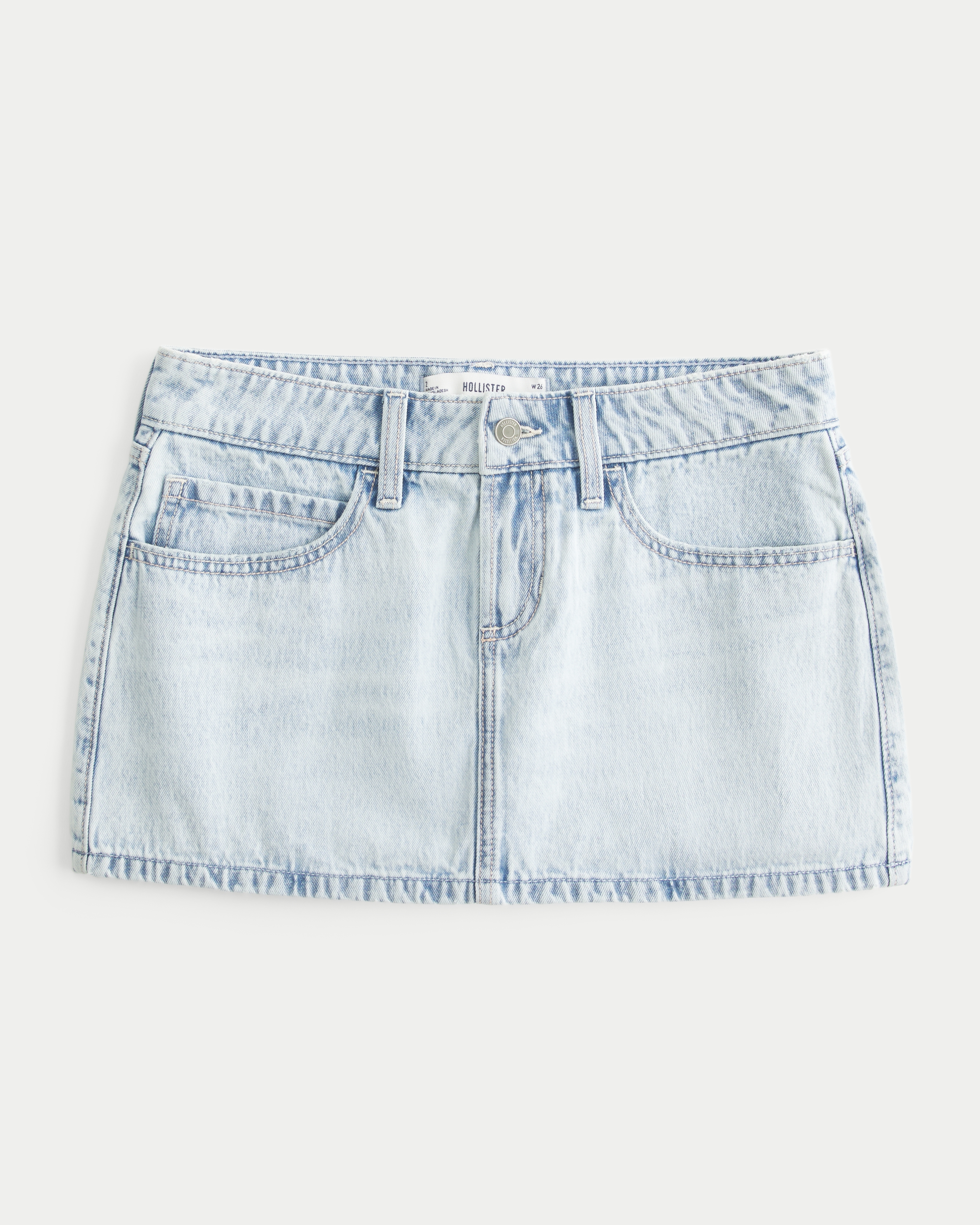 Low-Rise Light Wash Denim Mini Skort
