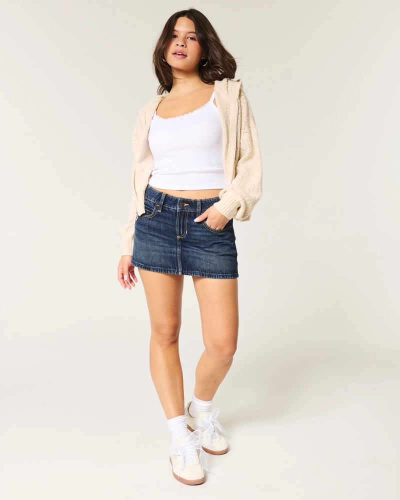 Low-Rise Denim Mini Skort