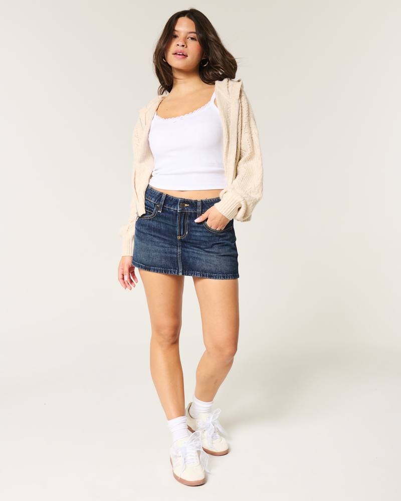 Low-Rise Denim Mini Skort