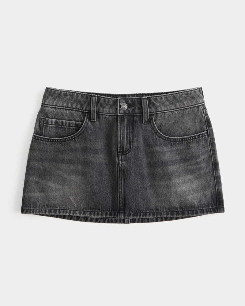 Women's Low-Rise Star Embroidered Denim Mini Skort | Women's Bottoms | HollisterCo.com