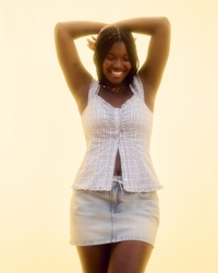 Light Wash Denim Mini Skort