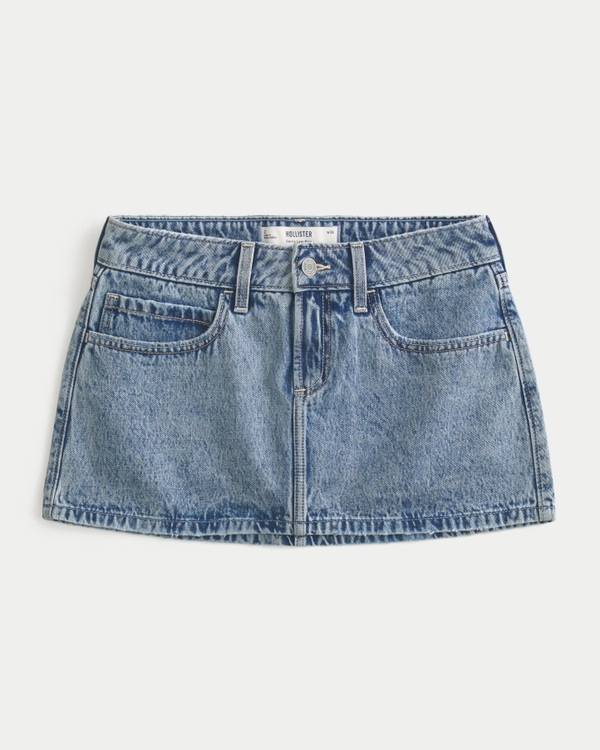 Curvy Low-Rise Medium Wash Denim Mini Skort