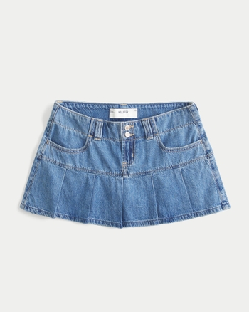 Donna Denim Pleated Mini Skort