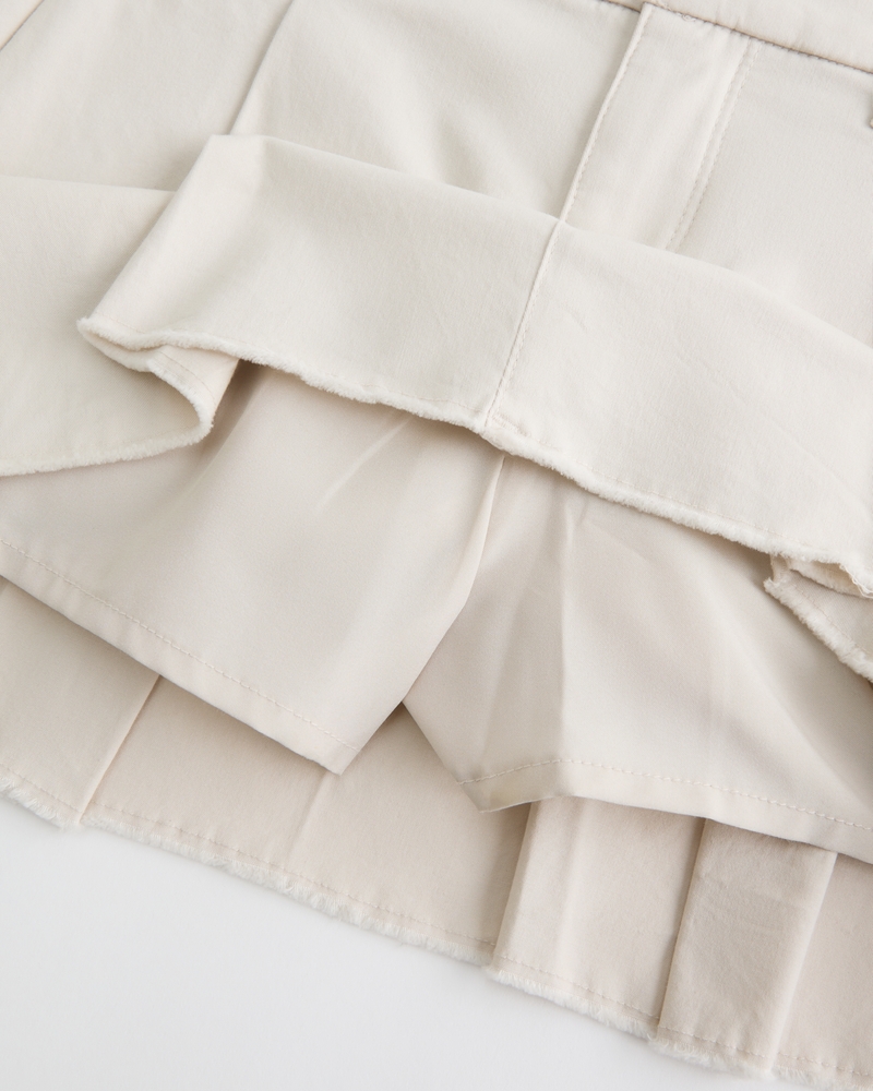 Low-Rise Pleated Poplin Mini Skort