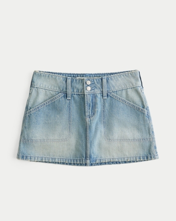 【Anyone more】Pow Pocket Mini Skirt Women's Low-Rise Y2K Chop Pocket Denim Mini Skort | Women's