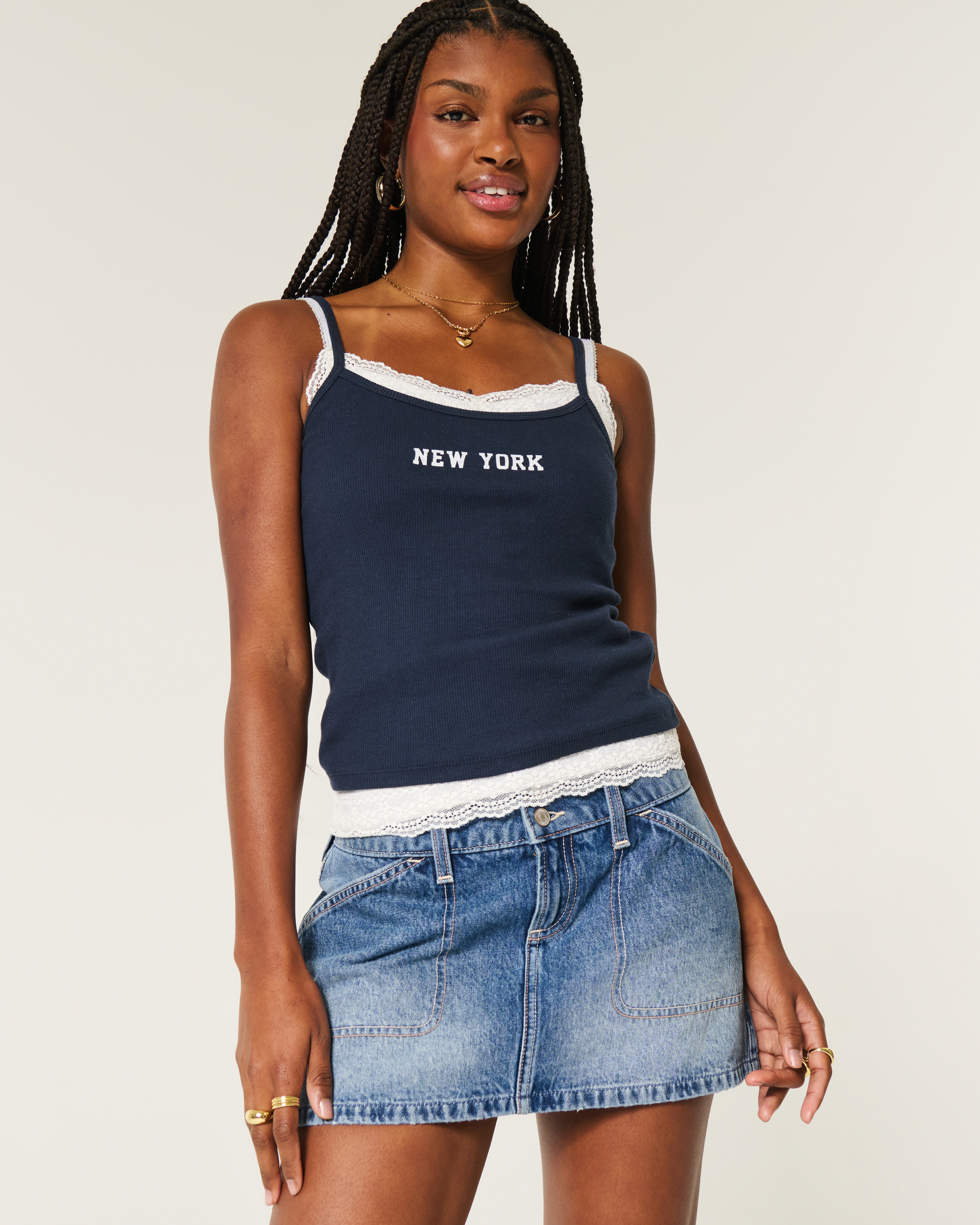 Low-Rise Y2K Chop Pocket Denim Mini Skort