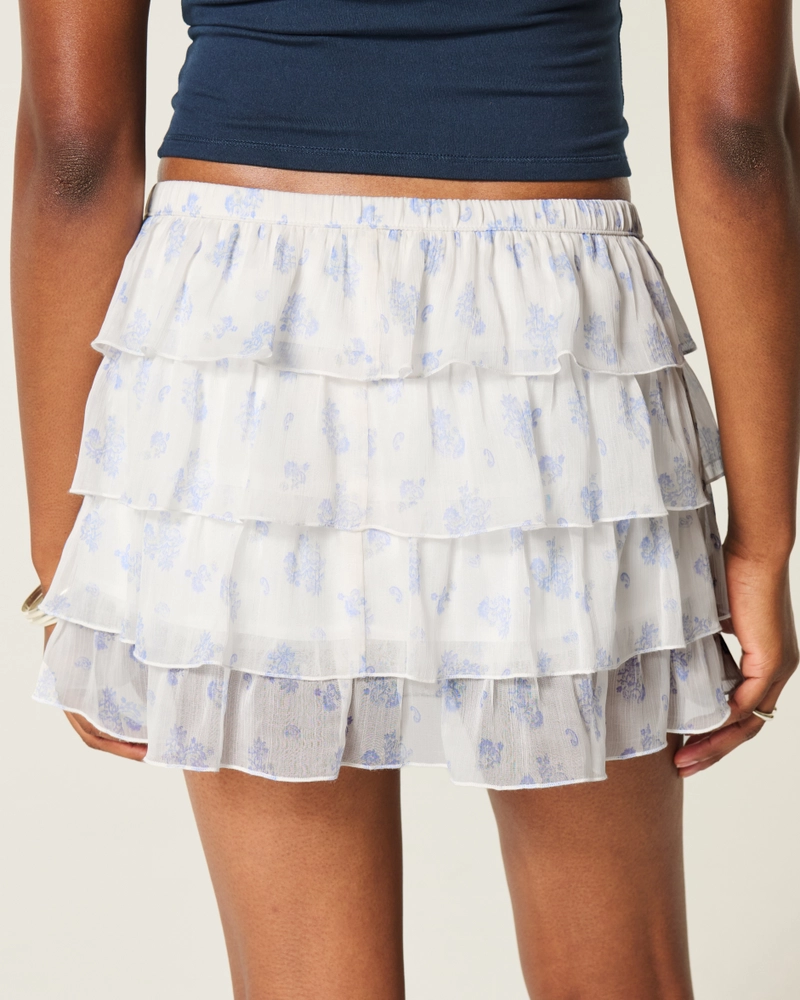 Tiered Chiffon Mini Skort