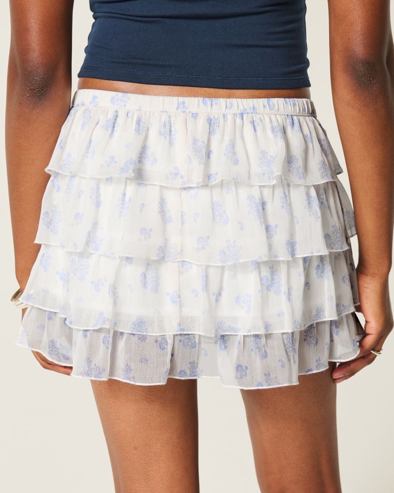 Tiered Chiffon Mini Skort