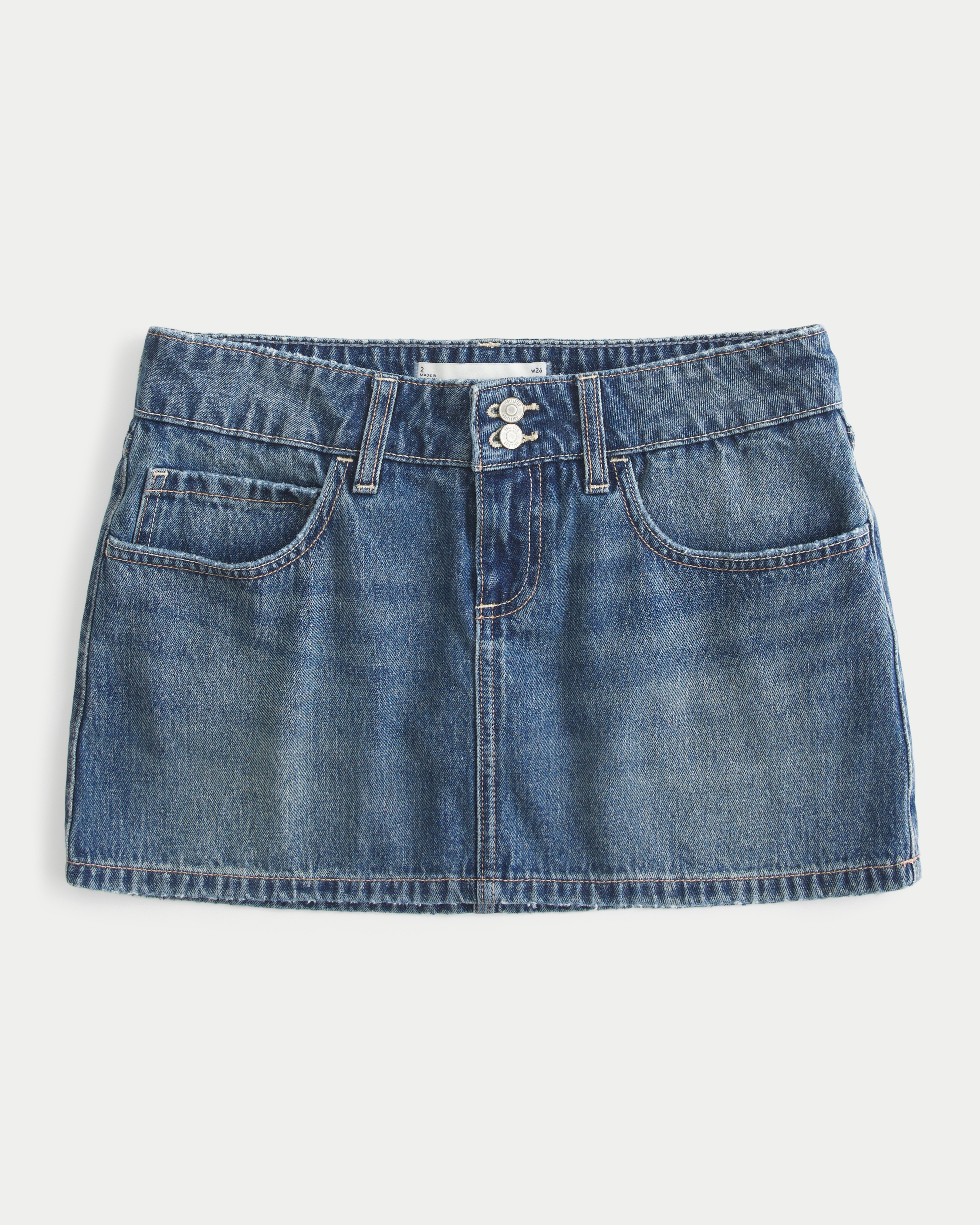 Low-Rise Embroidered Denim Mini Skort