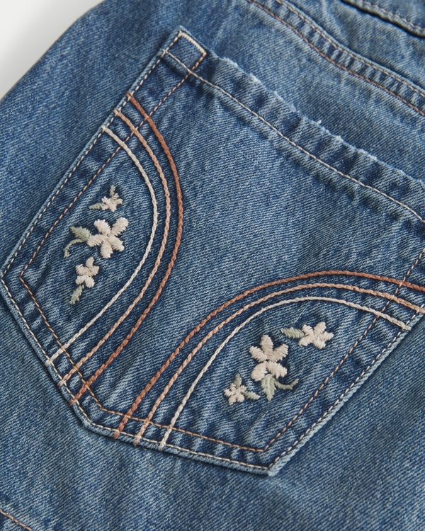 Low-Rise Embroidered Denim Mini Skort