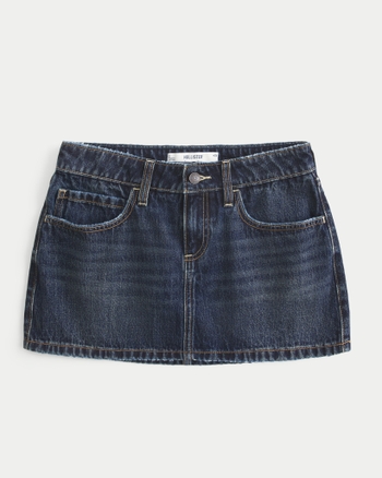 Women's Curvy Low-Rise Denim Mini Skort | Women's Bottoms | HollisterCo.com