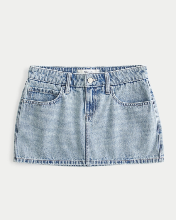 Curvy Low-Rise Denim Mini Skort, Light view 1