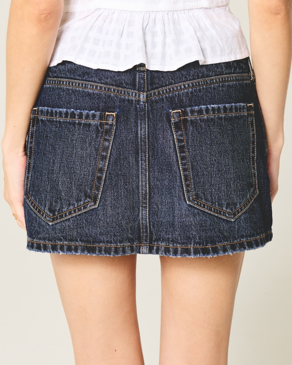 Curvy Low-Rise Denim Mini Skort