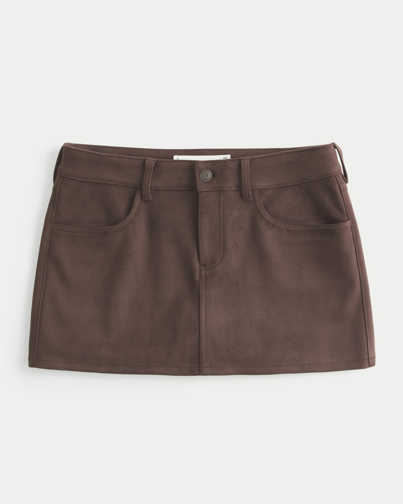 Low-Rise Faux Suede Mini Skort