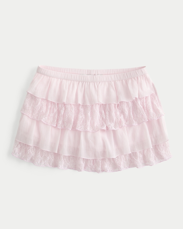 Women's Lace-Chiffon Tiered Mini Skort