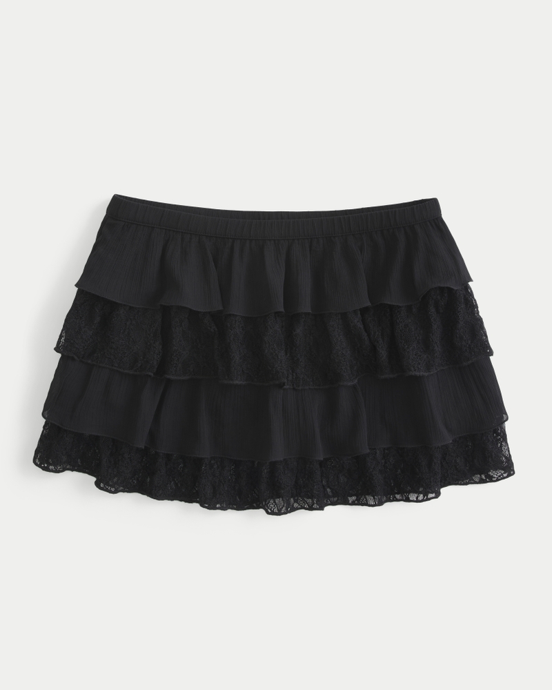 Women's Lace-Chiffon Tiered Mini Skort Women's Sale