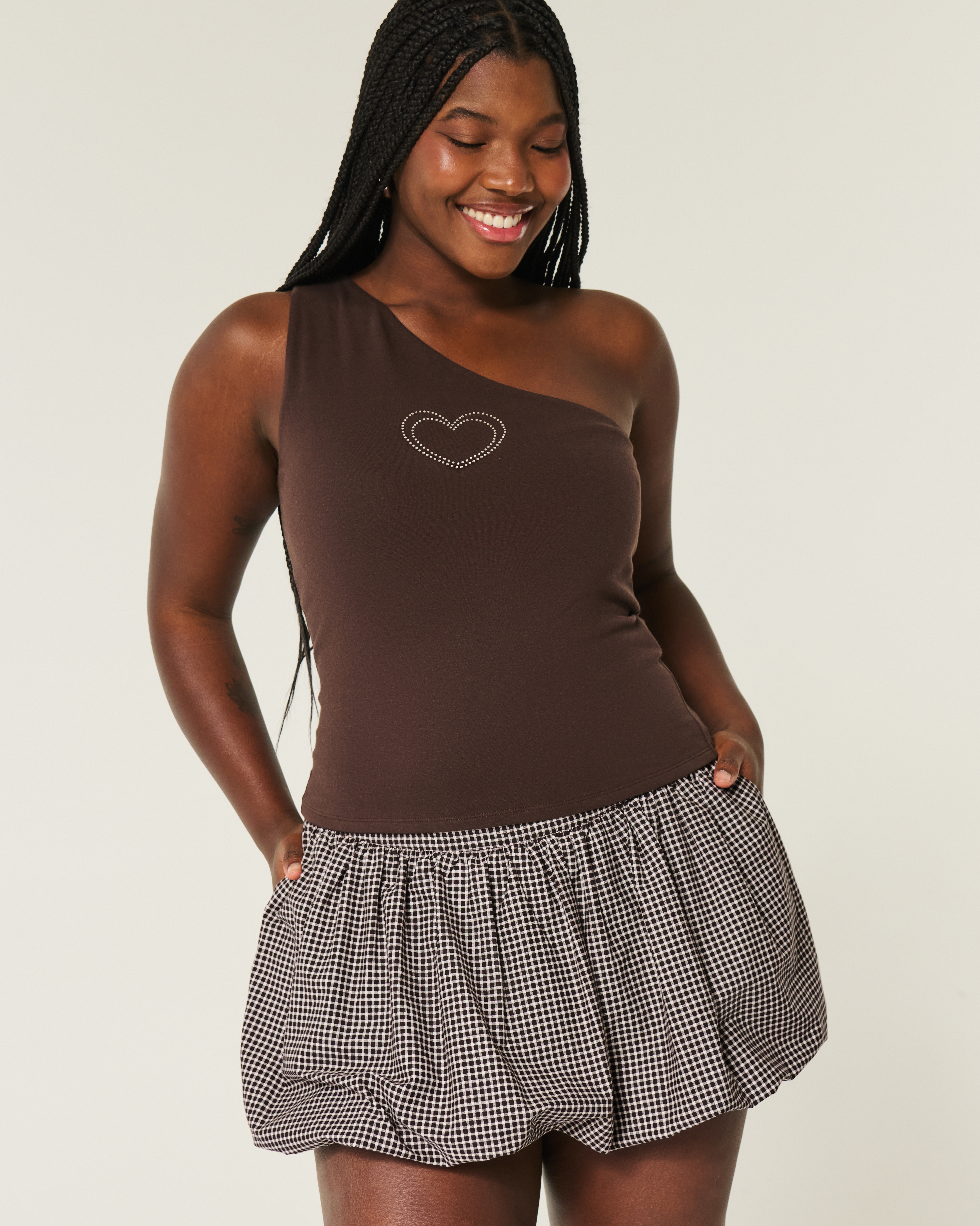 Plaid Bubble Mini Skirt